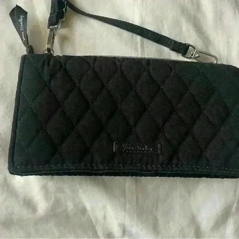 Vera Bradley Black Fold & Zip Protection Wallet with strap - Picture 5 of 6